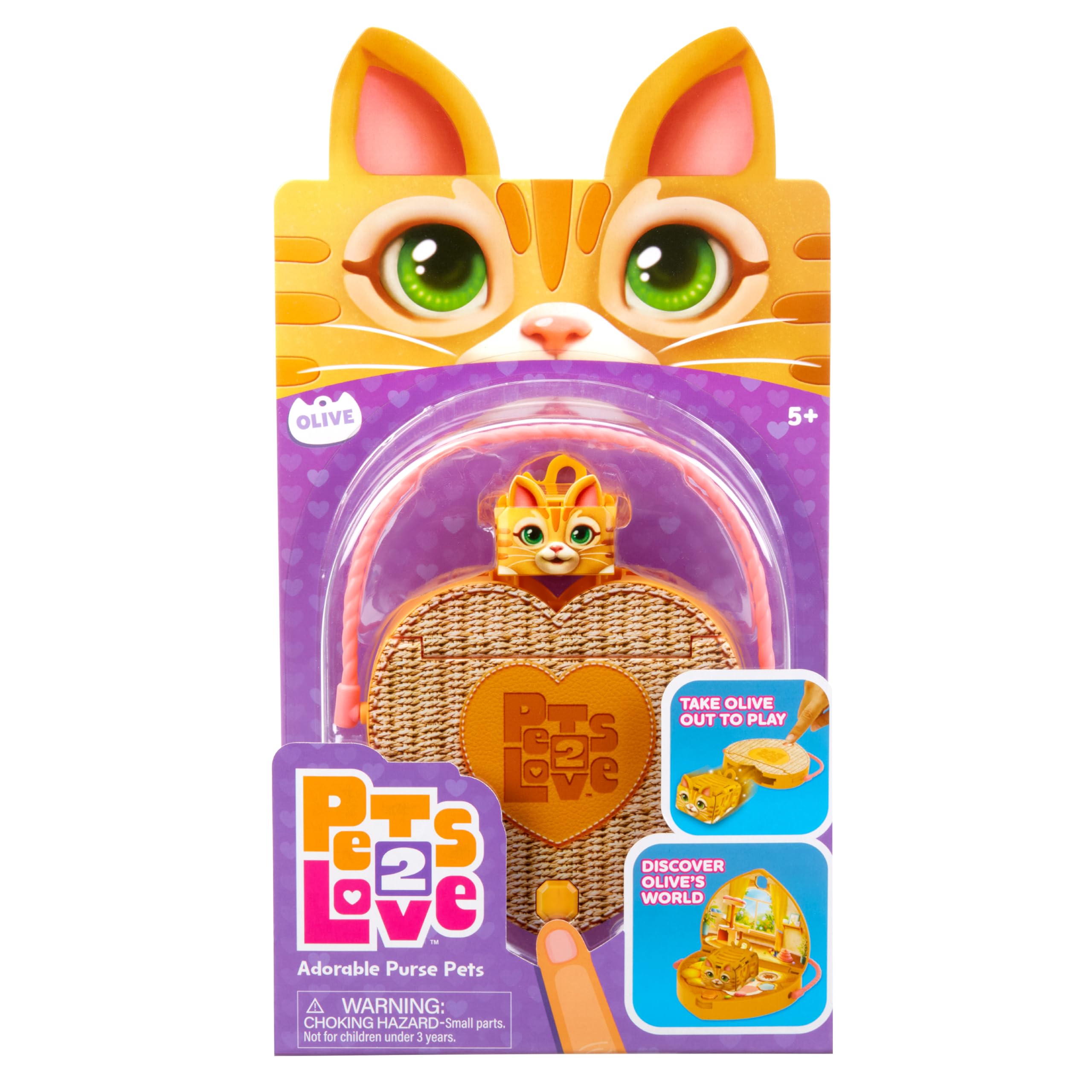 Amazon.com: Pets 2 Love Olive The Cat Toy Pet with Heart-Shaped